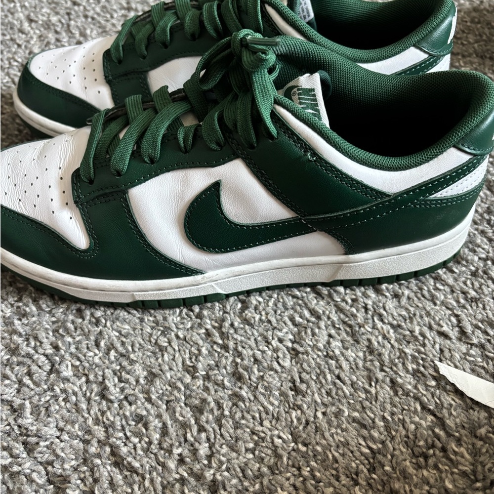 Nike Forest Green and White Low-Top Sneakers